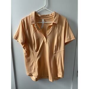 Lululemon Quick Drying Short Sleeve Polo Slim Size 12 Summer Glow SUMG 03568